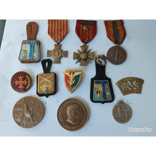 Lot de 12 m�dailles collections diverses dont Drago