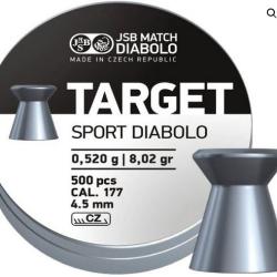 BOITE 500 PLOMBS JSB DIABOLO TARGET SPORT CAL.4.5 DIAM.4.50 1145-500
