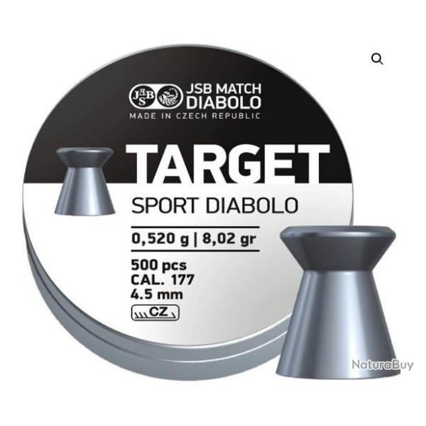 BOITE 500 PLOMBS JSB DIABOLO TARGET SPORT CAL.4.5 DIAM.4.50 1145-500