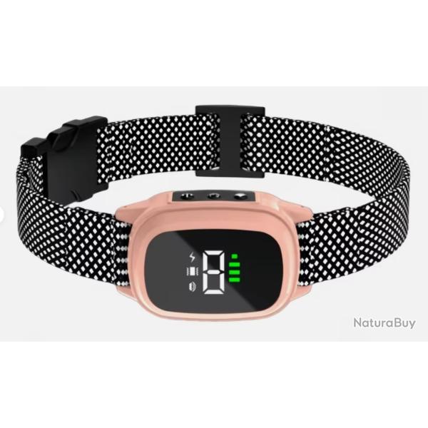 Collier dressage chien anti-aboiement 3-55Kg rechargeable t�l�commande Rose
