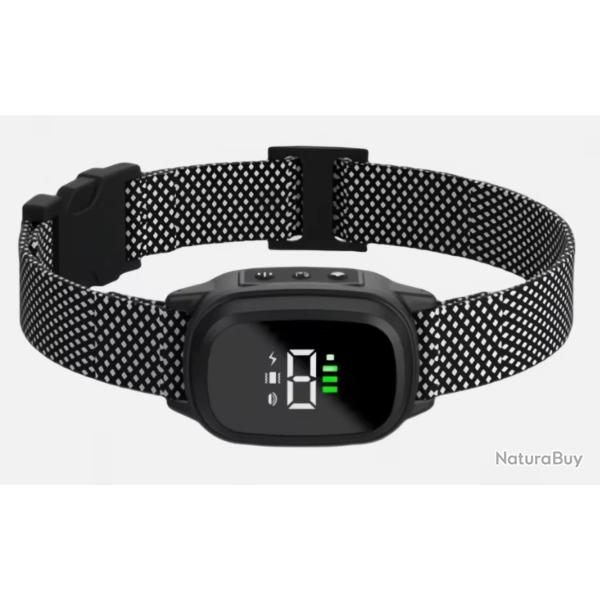 Collier dressage chien anti-aboiement 3-55Kg rechargeable t�l�commande Noir