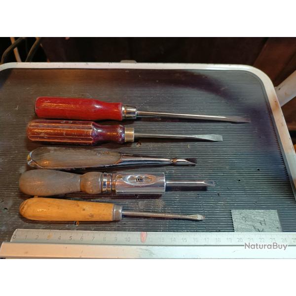 Lot divers tournevis ancien pour vis a fente fine