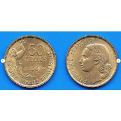 France 50 Francs 1953 Piece Coq Franc