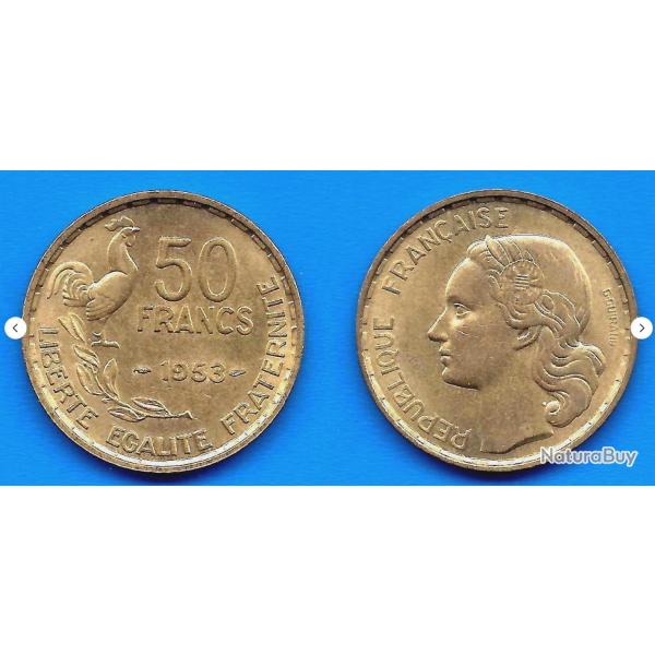 France 50 Francs 1953 Piece Coq Franc