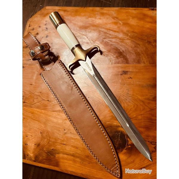 Gaine - Etui cuir - Fourrreau pour dague �pieux de chasse - Toute lame 30 cm - 3 � 4 cm largeur (4)