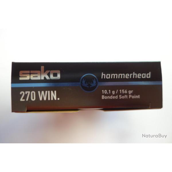 LOT DE 2 BOITES DE 20 BALLES SAKO  HAMMERHEAD SP CAL 270 WIN   156GR  10.1G