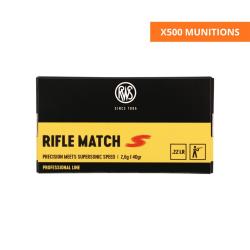 BOITE DE .22LR RIFLE MATCH S 2.6G 40GR X500 - RWS