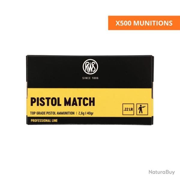 BOITE DE .22LR PISTOL MATCH 2.6G 40GR X500 - RWS