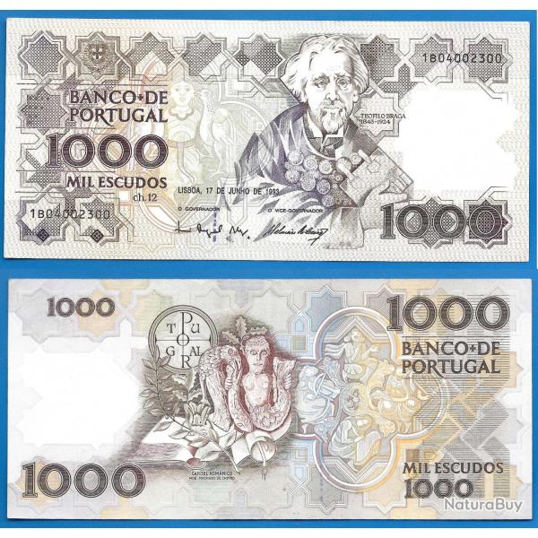 Portugal 1000 Escudos 1993 Teofilo Braga Billet Escudo