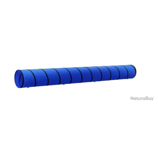 Tunnel chien polyester bleu �55x500 cm agility pliable ext�rieur int�rieur