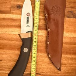 Couteau B&ouml;ker Solingen 502 - lame fixe - &eacute;tui cuir - Allemagne