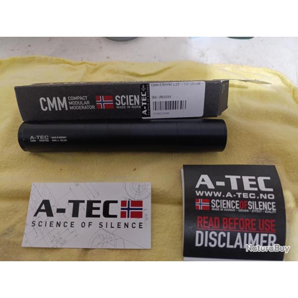Silencieux ATEC Neuf CMM6 RIMFIRE Cal.22Lr 1/2X20 UNF Facture et garantie