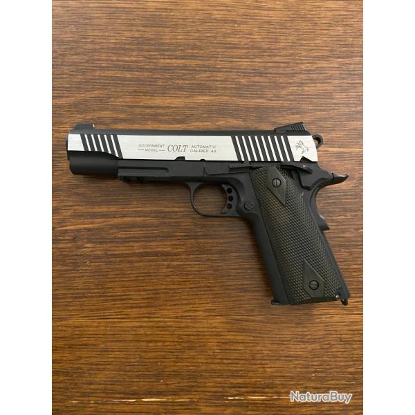Pistolet airsoft COLT 1911 RAIL GUN CO2 BLACK SILVER - CYBERGUN 6 mm BB