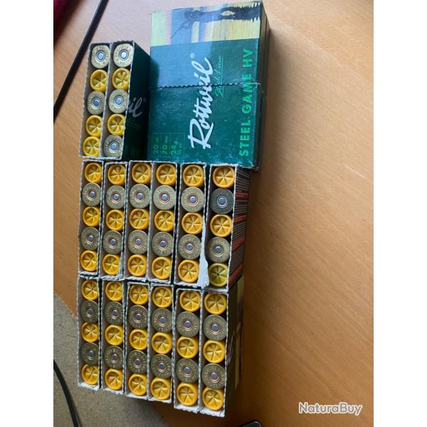 Cartouche cal 20 ROTTWEIL STEEL GAME HVLot 90 cartouches