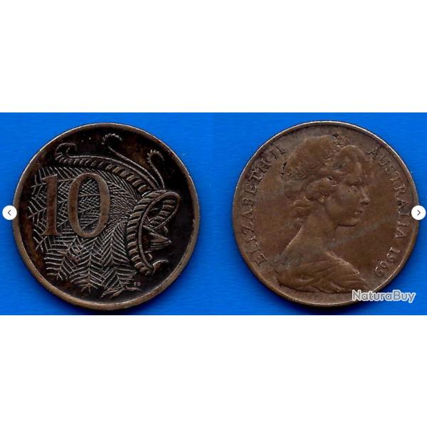 Australie 10 Cents 1969 Piece Cent Dollars Dollar