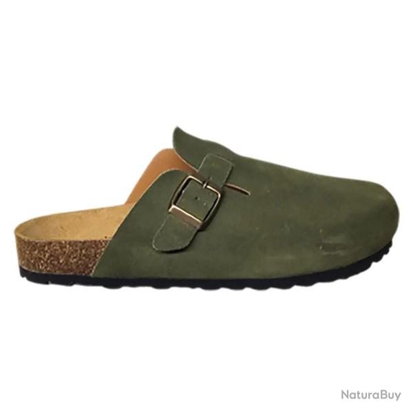 Sabots Homme AYOKA en Cuir Kaki - Mod�le Soube 40
