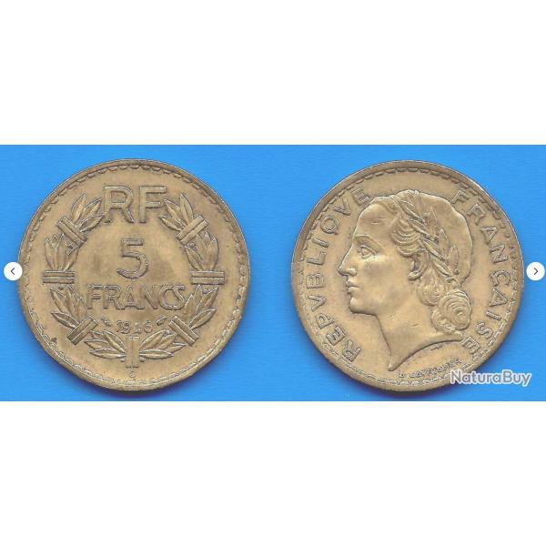 France 5 Francs 1946 C Piece Lavriller Franc