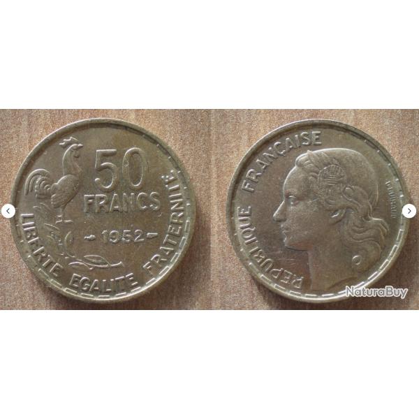 France 50 Francs 1952 Coq Piece Guiraud Franc