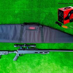 PACK 4 Carabine PCP SNOWPEAK M30C NOIR 5,5 mm 19,9 J. + 3-9 X 40 + Kit puissance + COMPRESSEUR