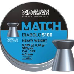 JSB BOITE 500 PLOMBS DIABOLO BLUE MATCH CAL.4.5 DIAM.4.50