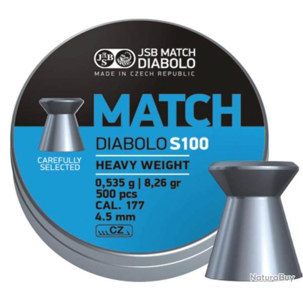 JSB BOITE 500 PLOMBS DIABOLO BLUE MATCH CAL.4.5 DIAM.4.50