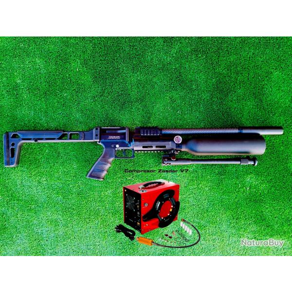 Carabine PCP SNOWPEAK AP900B Cal. 6,35 mm 19,9 J.  + Bipied + Valve Puissance + COMPRESSEUR