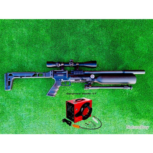 PACK Carabine PCP SNOWPEAK AP900B Cal. 6,35 mm 19,9 J. + Valve Puissance + COMPRESSEUR