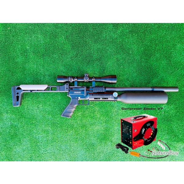 PACK-3 Carabine PCP SNOWPEAK AP900B CAMEL Cal. 6,35 mm 19,9 J. + Valve Puissance + COMPRESSEUR