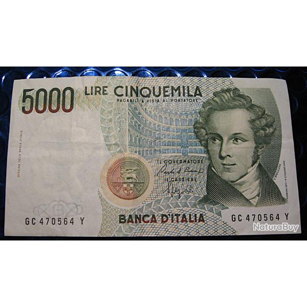 Italie, billet de 5000 lires  1995 "V.Bellini" ttb