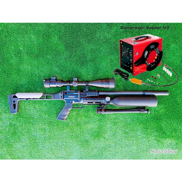 PACK-4 Carabine PCP SNOWPEAK AP900B Cal. 6,35 mm 19,9 J. + Valve Puissance + COMPRESOR