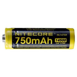 Accu Li-ion 14500 - 750mAh - Nitecore - Ref NCNL1475R - EAN 6952506492404
