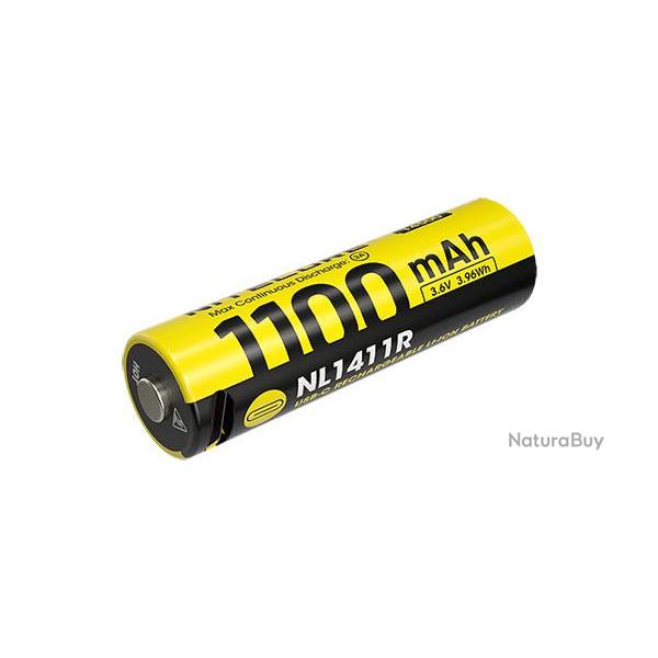 Accu Li-ion 14500 - Capacit� 1100mAh - Nitecore - Ref NCNL1411R - EAN 6952506496570