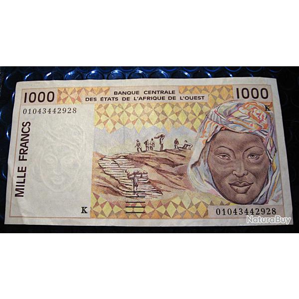 Afrique  de l'ouest, billet de 1000 francs cote d'ivoire de 2002 superbe