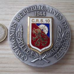 obsol&egrave;te !! plaque Compagnie R&eacute;publicaine de S&eacute;curit&eacute; CRS 10 Le Mans