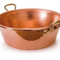 BASSINE A CONFITURE EN CUIVRE MARTEL&Eacute; POIGNEES BRONZE 44 cm