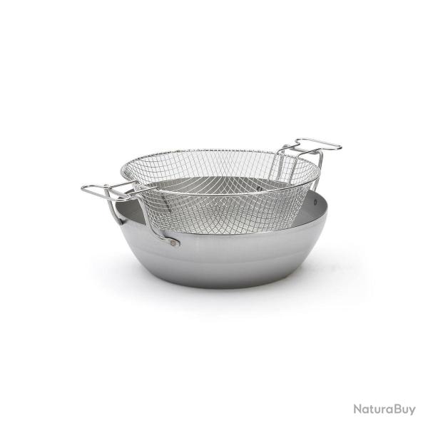 BASSINE � FRITURE T�LE D'ACIER AVEC PANIER 32 cm
