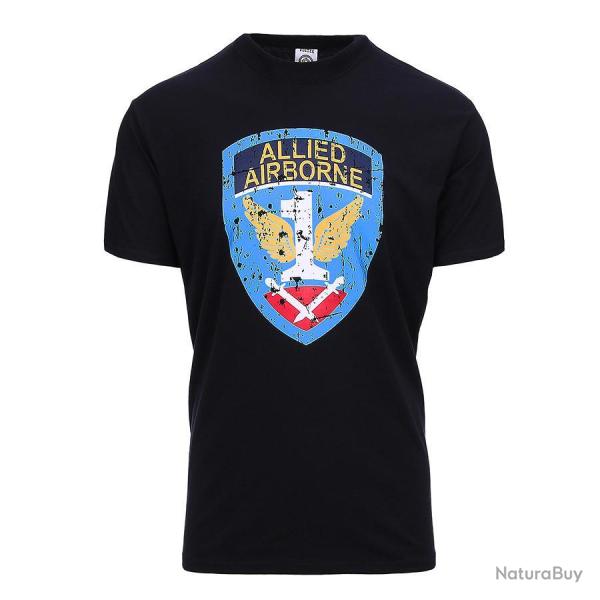 Tee Shirt Allied Airborne vintage Noir