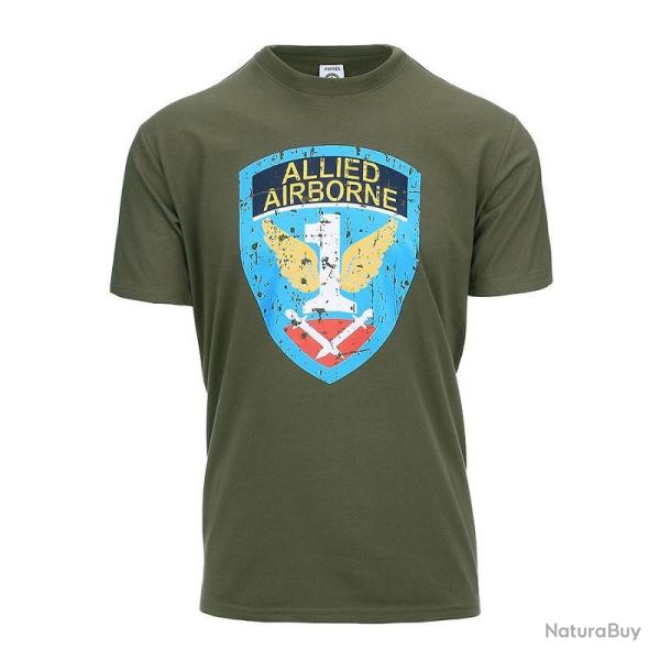 Tee Shirt Allied Airborne vintage Kaki