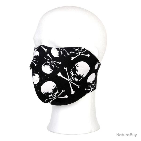 Demi masque motard, skull & bones
