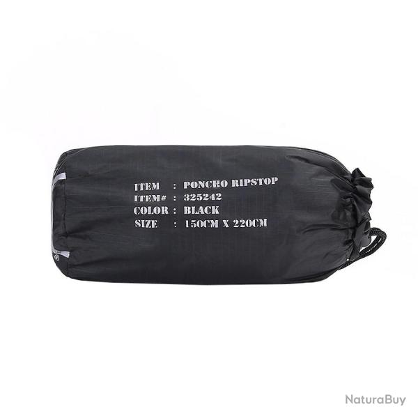 Poncho r�sistant en Ripstop Noir