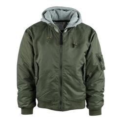 Blouson Bombers MA1 &agrave; capuche Kaki