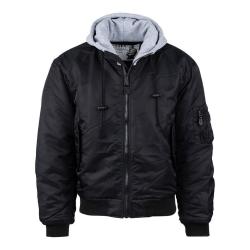 Blouson Bombers MA1 &agrave; capuche Noir, 2XL