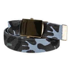 Ceinture toile 30mm avec boucle dor&eacute;e Bleu