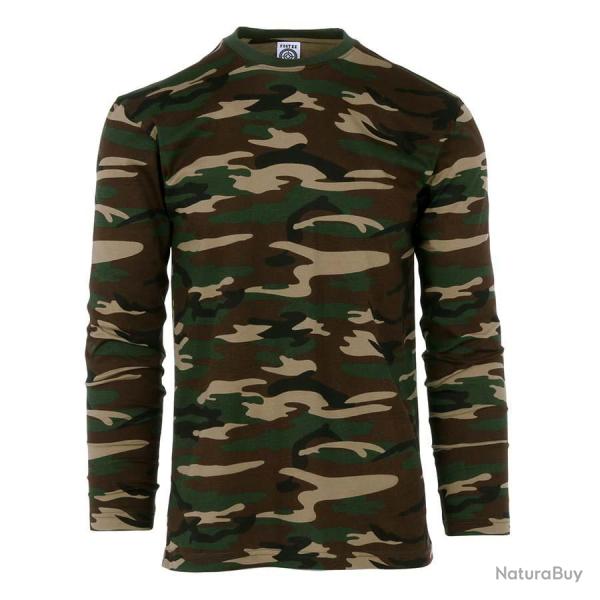 Tee shirt manches longues camouflage woodland