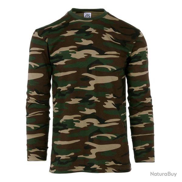Tee shirt manches longues camouflage woodland