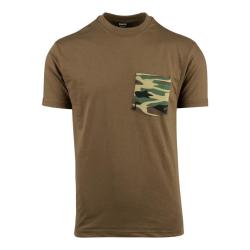 Tee shirt uni avec poche camouflage Coyote