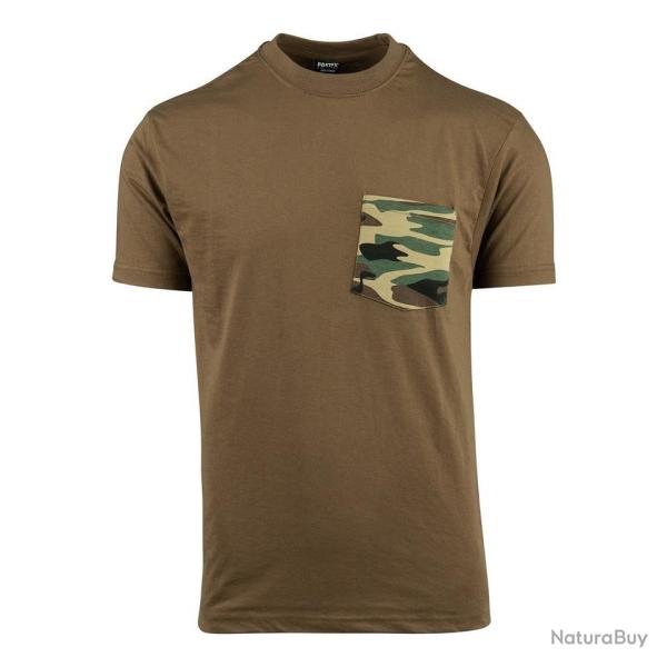 Tee shirt uni avec poche camouflage Coyote
