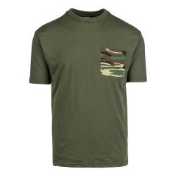 Tee shirt uni avec poche camouflage Kaki