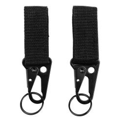 Pack de 2 Mousquetons avec Porte-Cl&eacute;s Noir