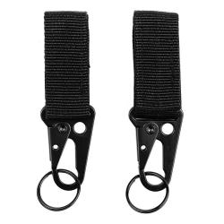 Pack de 2 Mousquetons avec Porte-Cl&eacute;s Noir